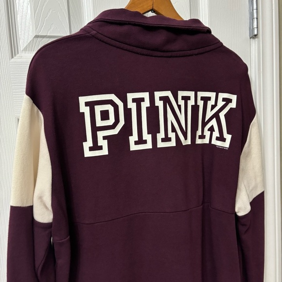 PINK Victorias Secret Half Zip Varsity Pullover Sweatshirt Women’s Size Large - Picture 7 of 9